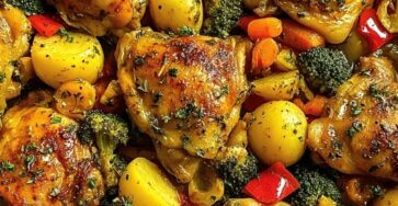 Herb Roasted Chicken Thighs with Potatoes and Veggies
