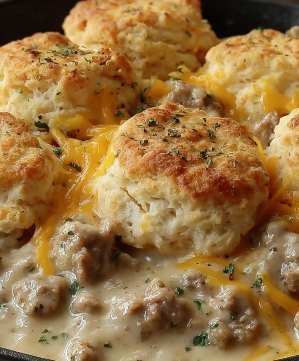 Biscuits & Gravy Hashbrown Casserole
