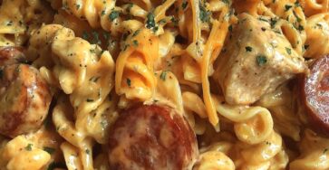 Crockpot Creamy Ranch Chicken & Sausage Cheddar Pasta