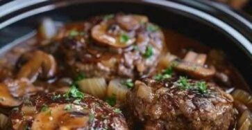 Slow Cooker Salisbury Steak with Frozen Patties