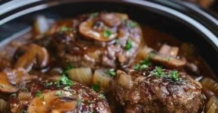 Slow Cooker Salisbury Steak with Frozen Patties