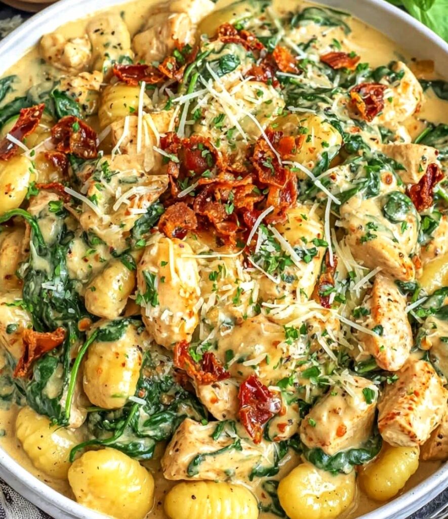 Creamy Tuscan Chicken Gnocchi with Spinach & Sun-Dried Tomatoes