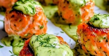 Baked Salmon Meatballs with Creamy Avocado Sauce