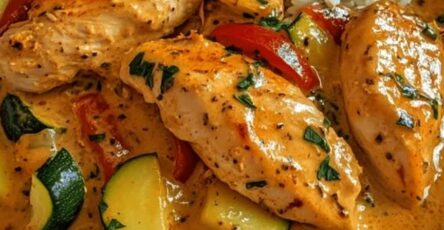 Chicken Fillets with Vegetables and Creamy Sauce