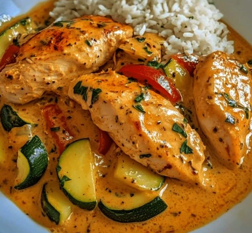 Chicken Fillets with Vegetables and Creamy Sauce