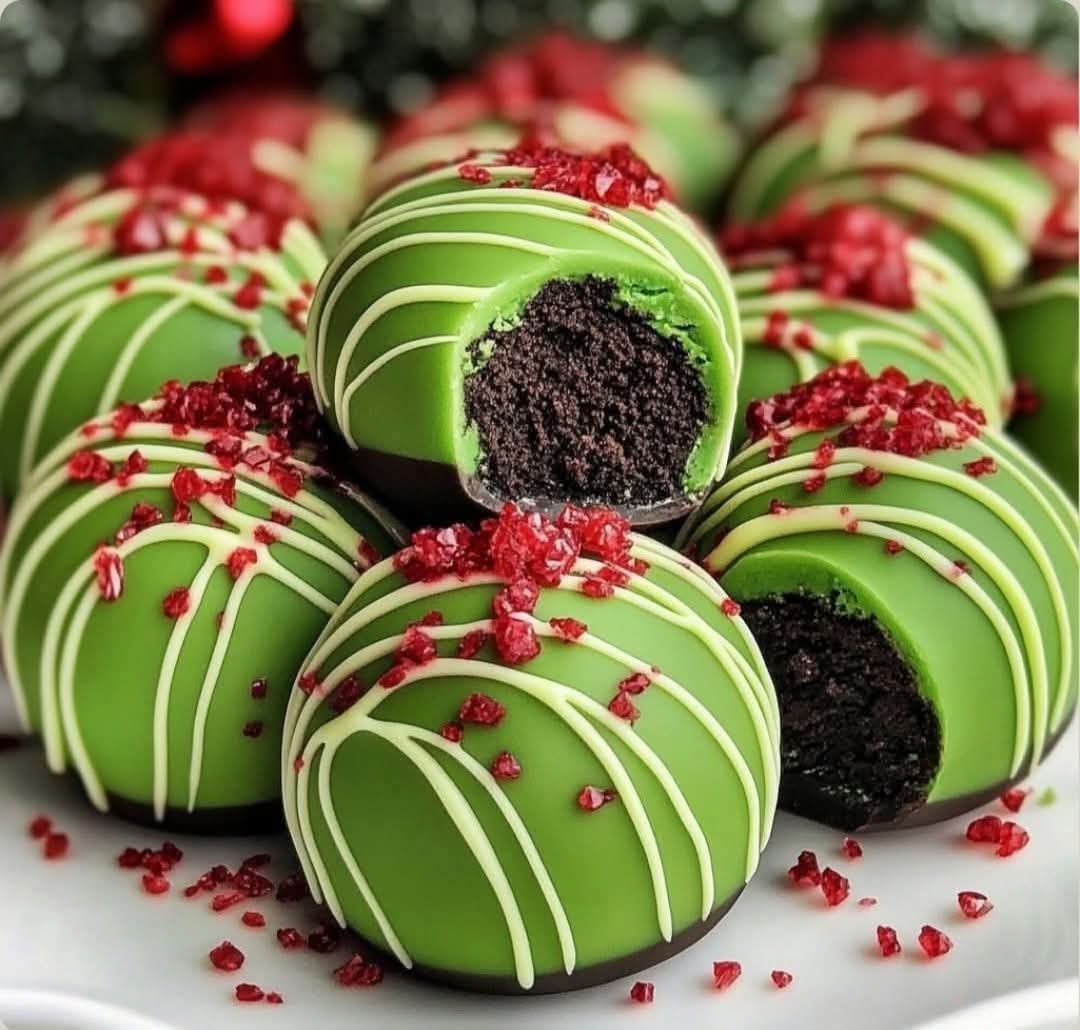 No-Bake Oreo Grinch Truffles