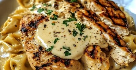 Asiago Tortellini Alfredo with Grilled Chicken