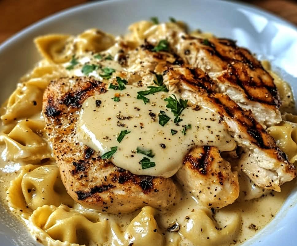 Asiago Tortellini Alfredo with Grilled Chicken