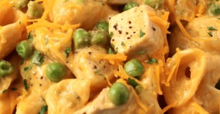 Crockpot Creamy Chicken, Peas & Pasta Alfredo