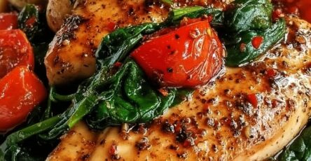 Balsamic Chicken Breast with Spinach and Tomatoes