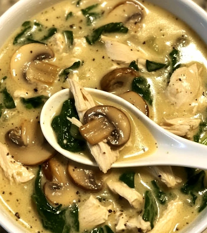 Creamy Rotisserie Chicken Mushroom Soup