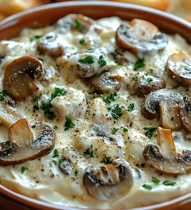 Cheesy Stuffed Mushroom Dip
