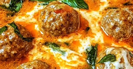Meatball Soup with Spinach and Parmesan