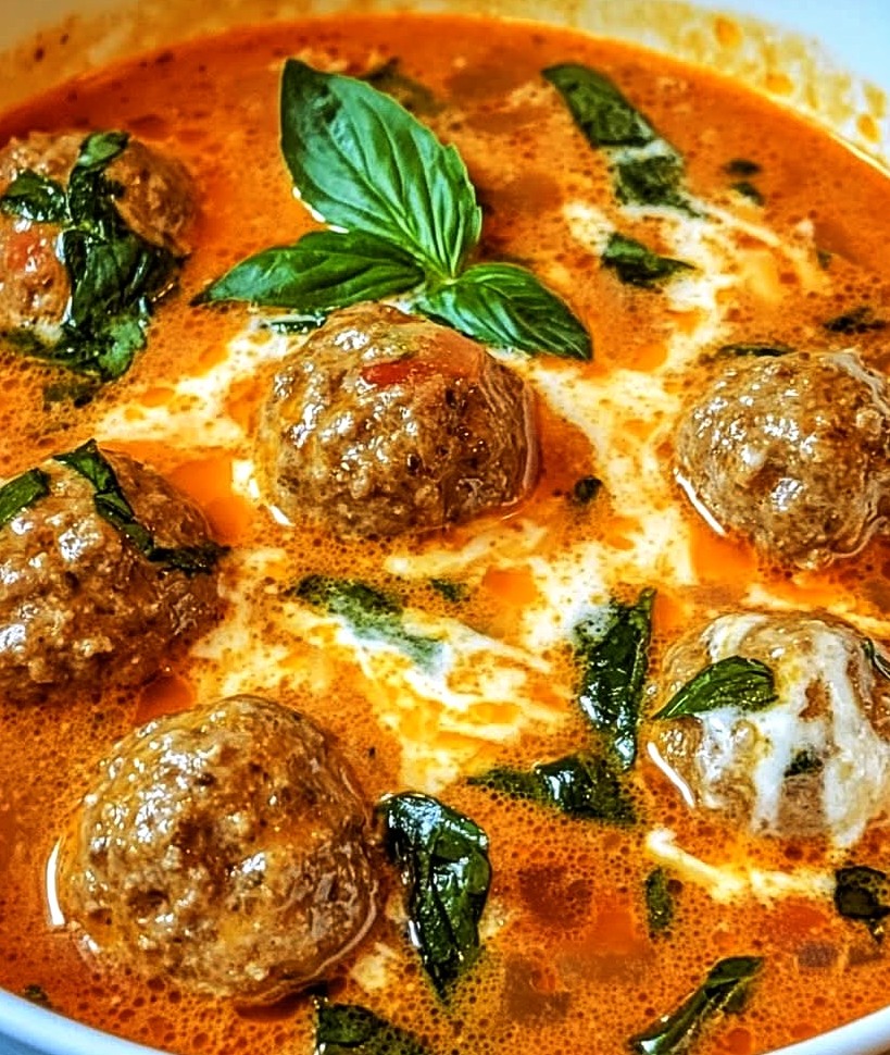 Meatball Soup with Spinach and Parmesan