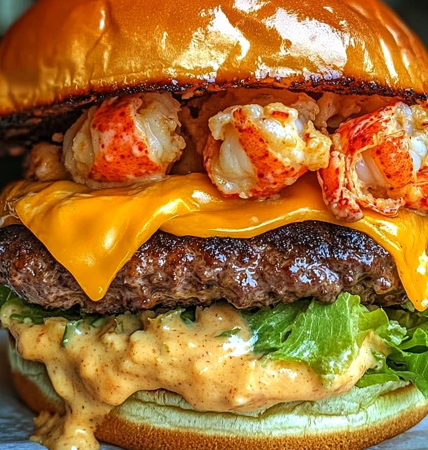 Lobster-Topped Cheddar Smash Burger