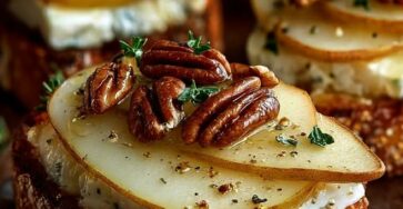Pear, Cheddar & Pecan Crostini