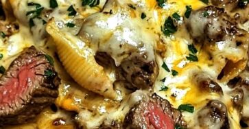 Garlic Butter Steak Bites with Creamy Pasta Shells