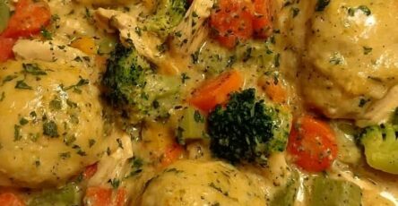 Creamy Broccoli Cheddar Chicken and Dumplings