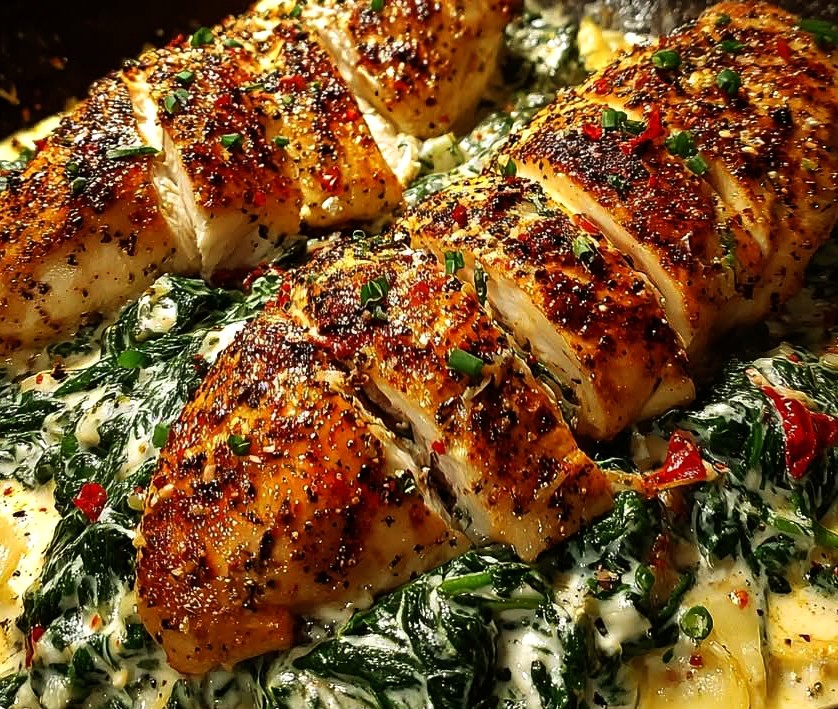 Creamy Spinach Artichoke Chicken Skillet