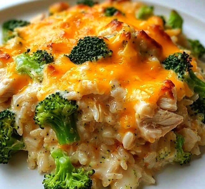 Cheesy Chicken Broccoli Rice Casserole