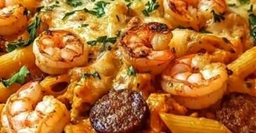 Louisiana Shrimp and Sausage Pasta Bake