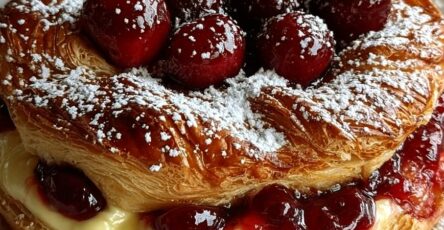 Cherry Custard Puff Pastry Wreath