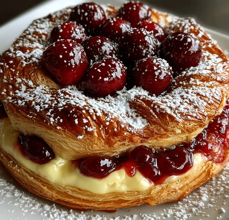 Cherry Custard Puff Pastry Wreath