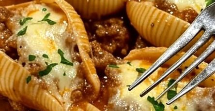 Cheesy Beef and Shells in Tomato Sauce