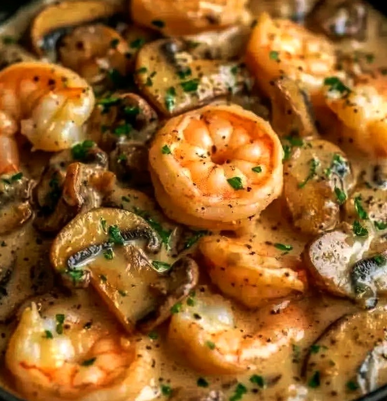Creamy Garlic Shrimp & Mushroom Skillet