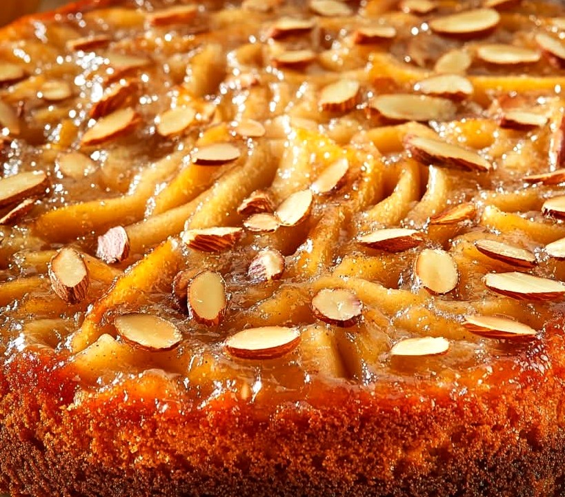 Upside-Down Pear & Almond Cake