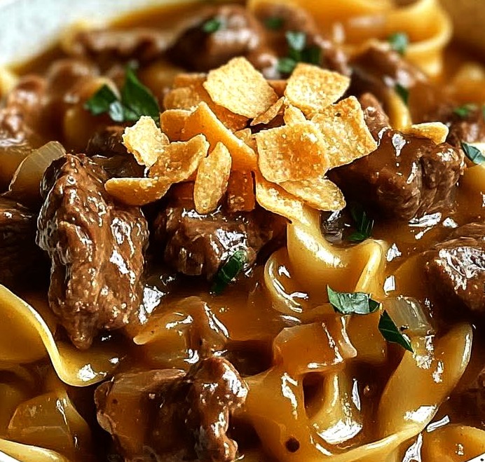 French Onion Beef and Noodles