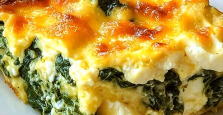 Golden-Baked Spinach, Mozzarella & Feta Egg Casserole Slice