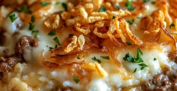 French Onion Ground Beef and Rice Casserole