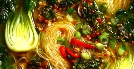 Healing Ginger Garlic Noodle Broth Warm, Immune-Boosting