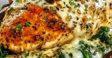 Creamy Low-Carb Chicken, Spinach & Mushroom Bake