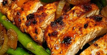 Spicy Seared Chicken with Sautéed Asparagus & Peppers