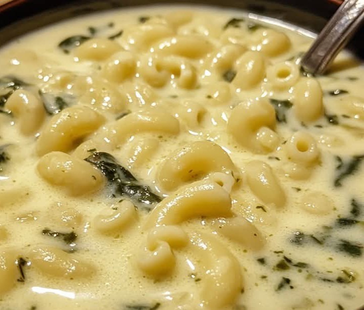 Creamy Macaroni and Spinach Soup Recipe