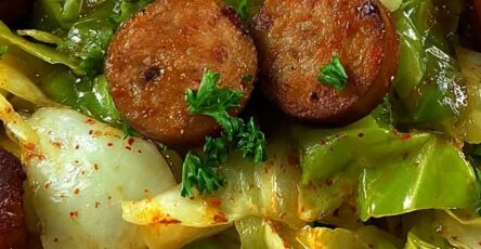 Dirty Cabbage with Smoked Turkey Sausages