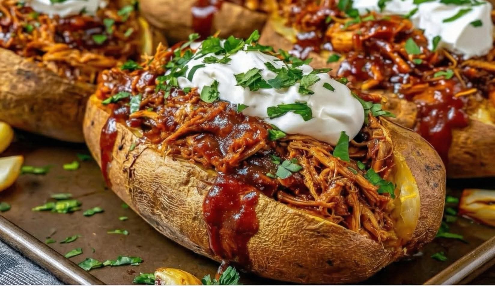BBQ Chicken Stuffed Baked Potatoes