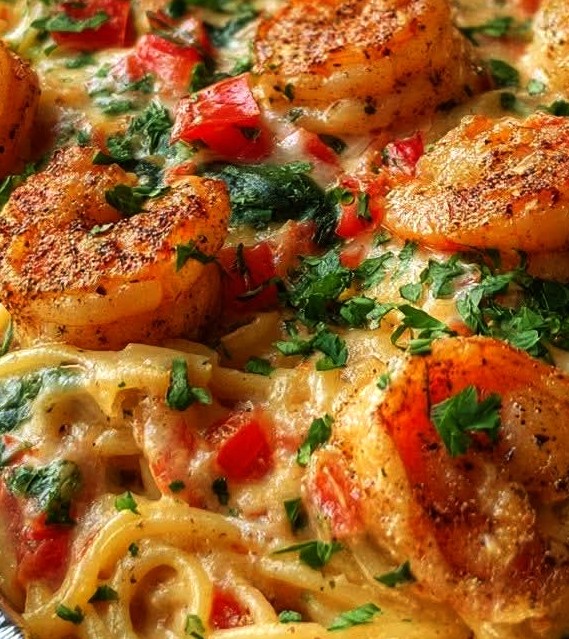 Creamy Cajun Shrimp Pasta Bake