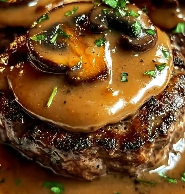 Mini Burger Steaks with Mushroom Gravy Mini Burger Steaks with Mushroom Gravy