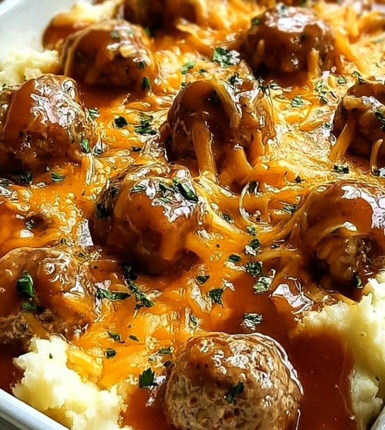 Cozy Meatball & Mashed Potato Bake