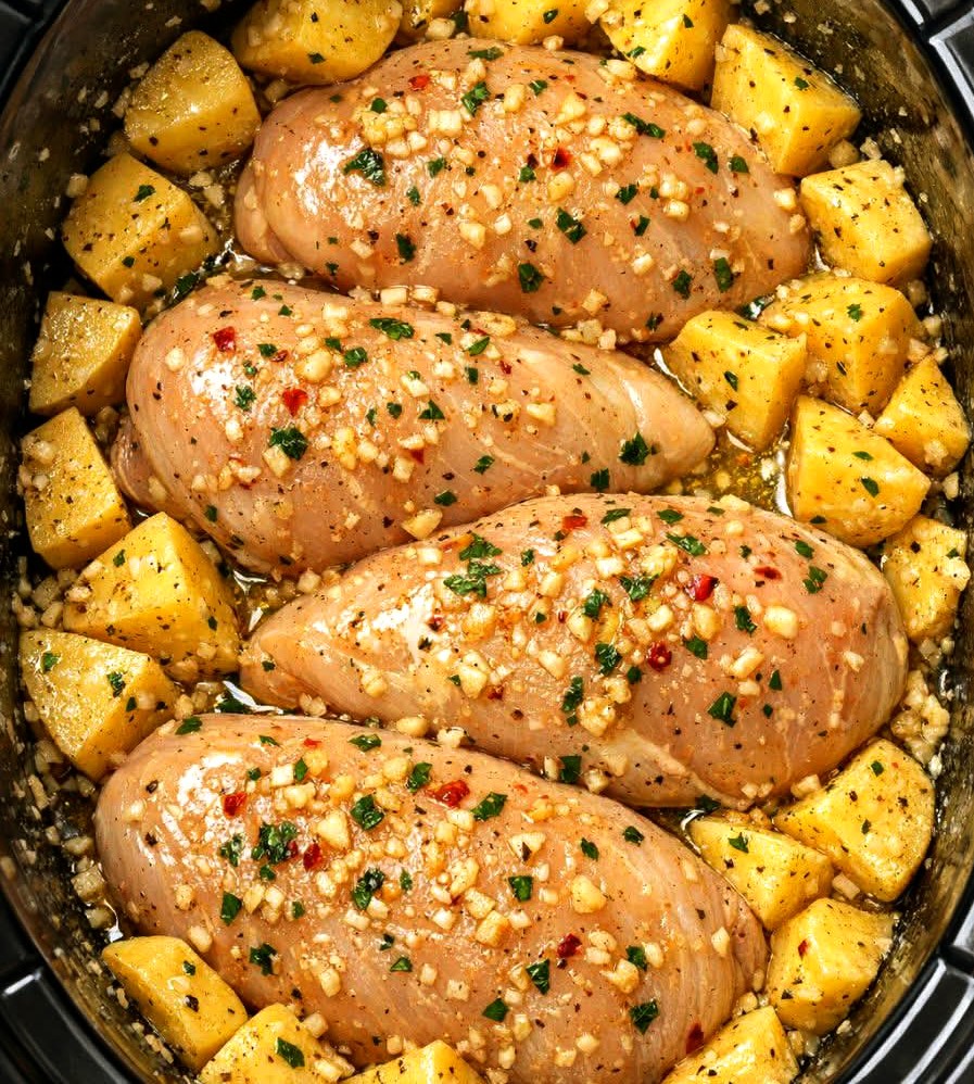 Slow Cooker Garlic Butter Chicken and Potatoes Slow Cooker Garlic Butter Chicken and Potatoes