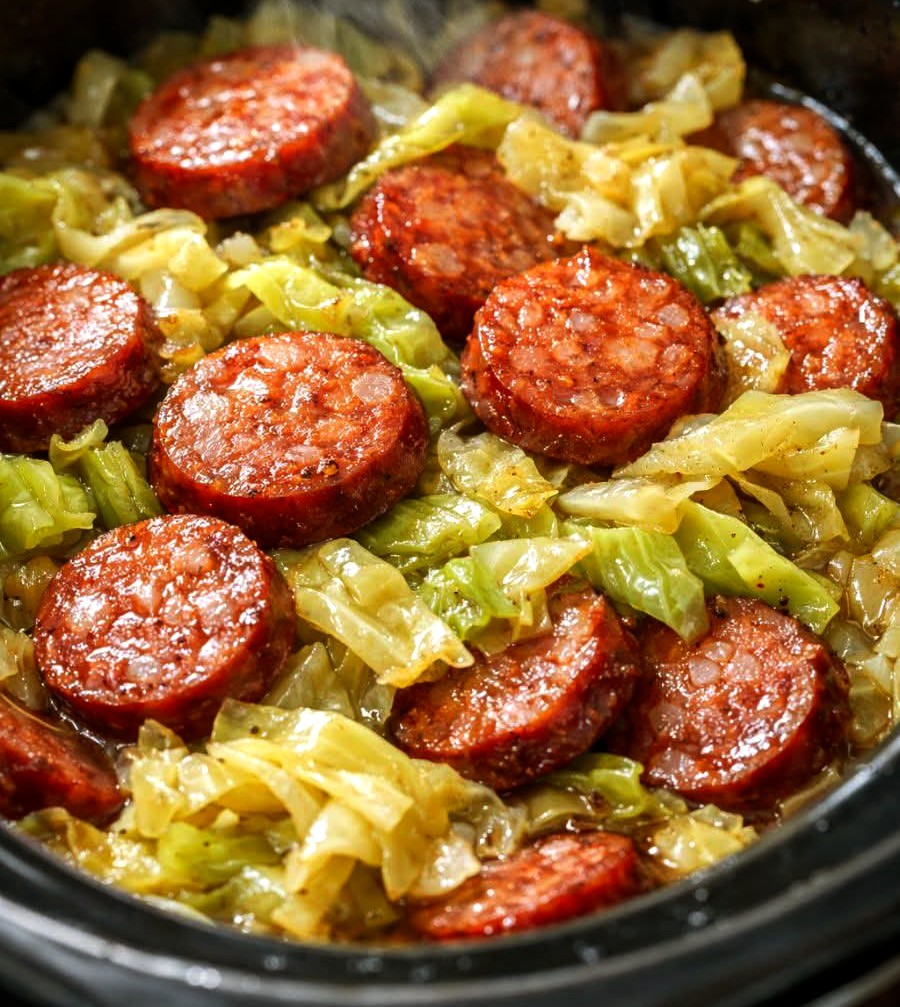 4-Ingredient Slow Cooker Sausage and Cabbage 4-Ingredient Slow Cooker Sausage and Cabbage