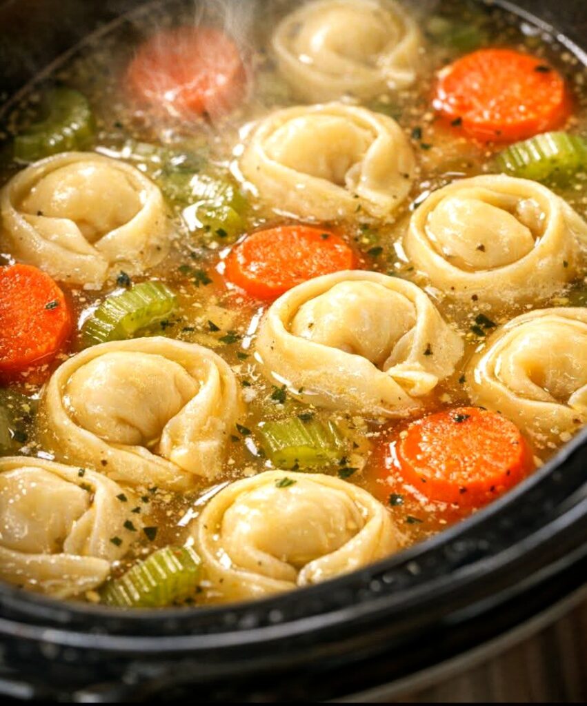 5-Ingredient Slow Cooker Chicken Tortellini Soup