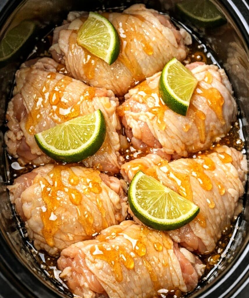4-Ingredient Slow Cooker Honey Lime Chicken Thighs 4-Ingredient Slow Cooker Honey Lime Chicken Thighs