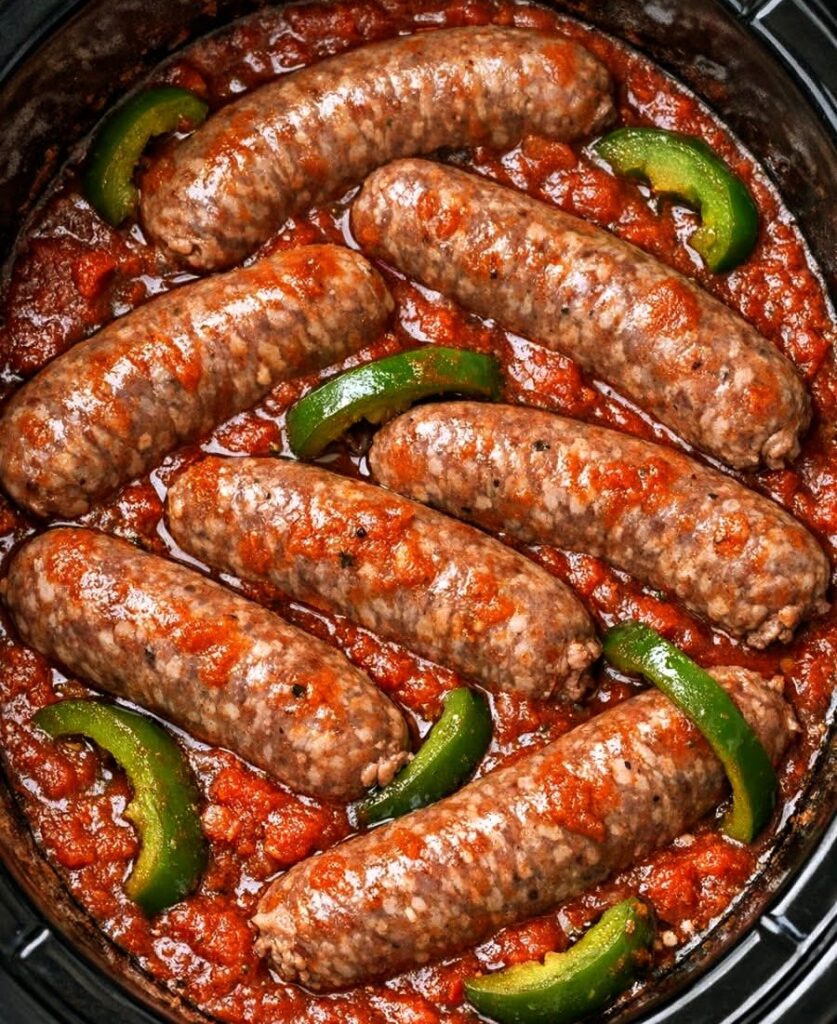 Easy 4-Ingredient Slow Cooker Sausage Marinara Easy 4-Ingredient Slow Cooker Sausage Marinara