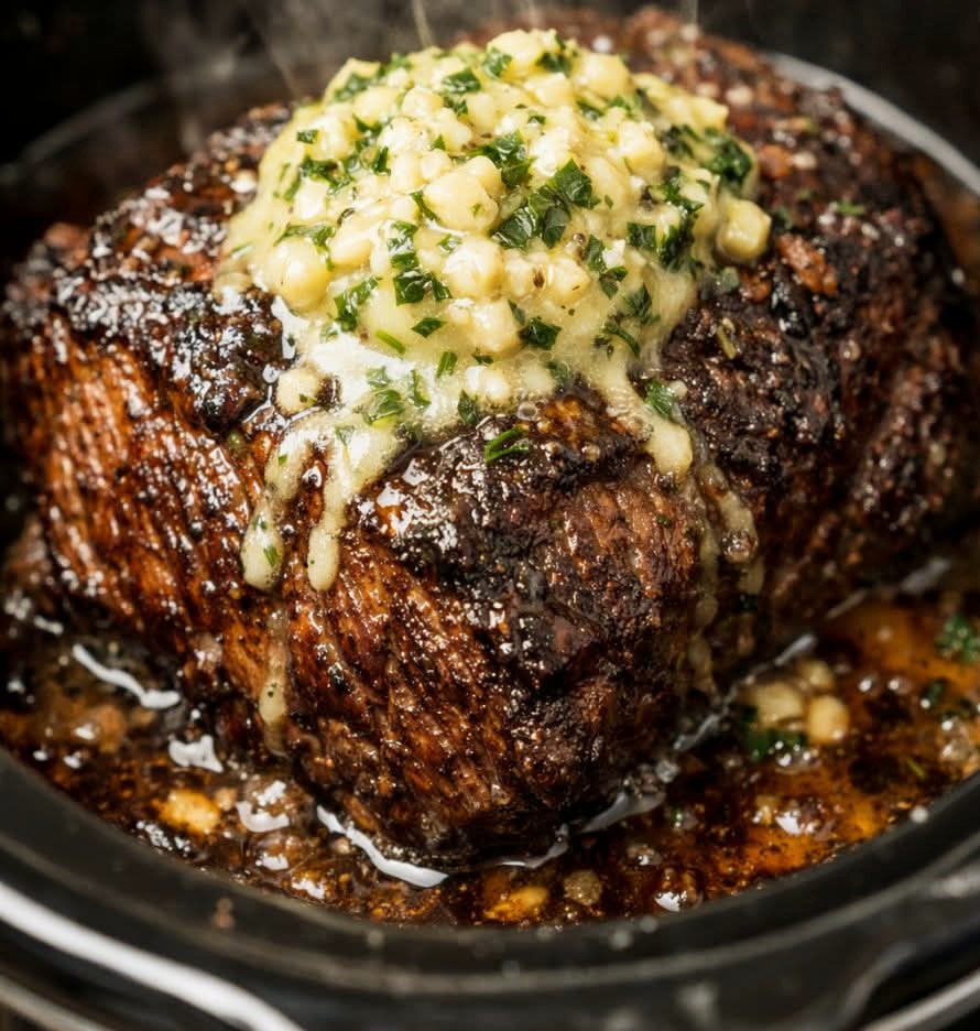 4-Ingredient Slow Cooker Garlic Butter Roast Beef 4-Ingredient Slow Cooker Garlic Butter Roast Beef