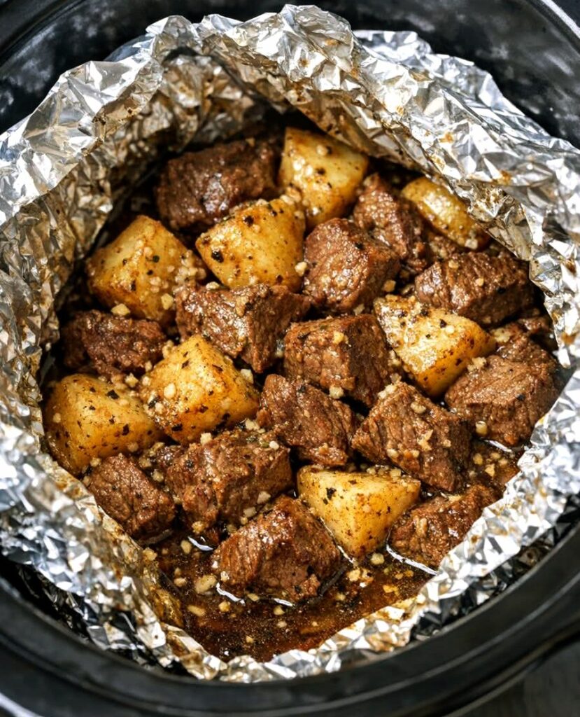 Slow Cooker Steak and Potato Packets