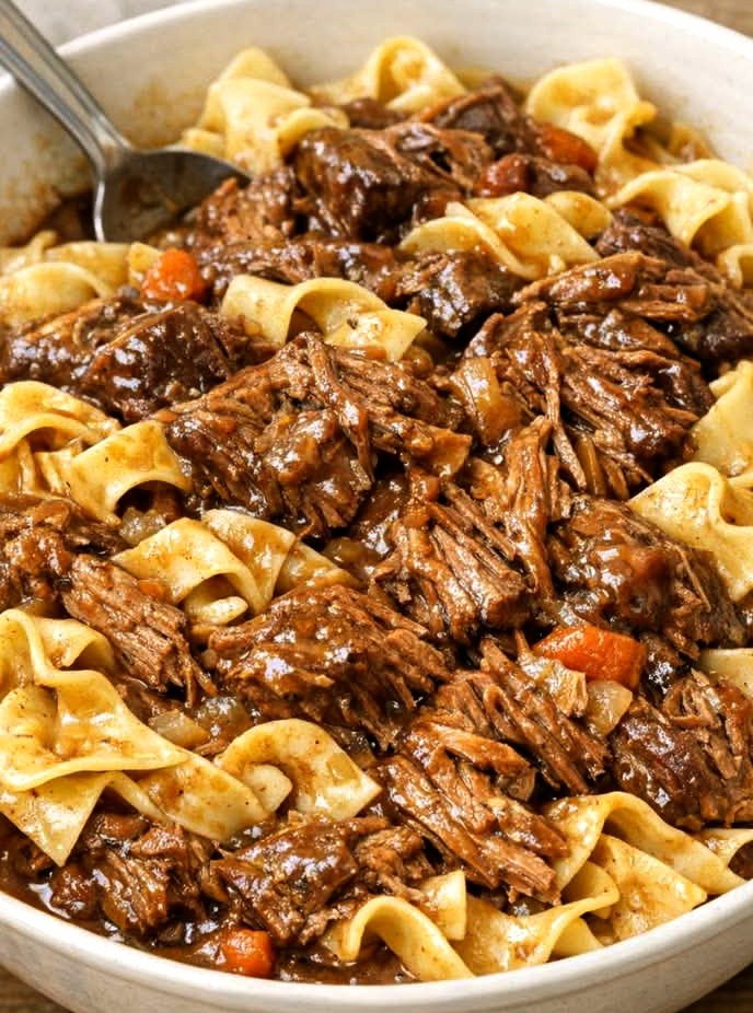 Oven Baked Pot Roast and Noodle Casserole